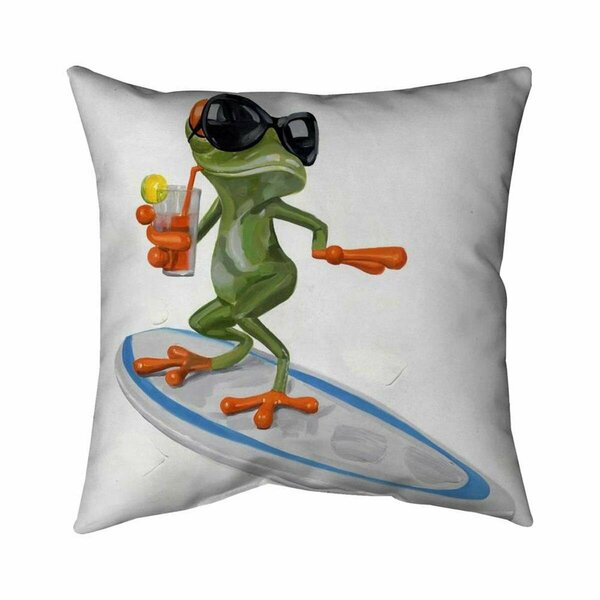 Begin Home Decor 20 x 20 in. Funny Frog Surfing-Double Sided Print Indoor Pillow 5541-2020-AN25